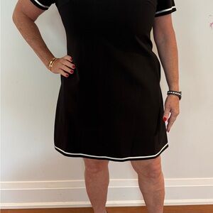 RED Valentino Elegant Black Dress with White Accents